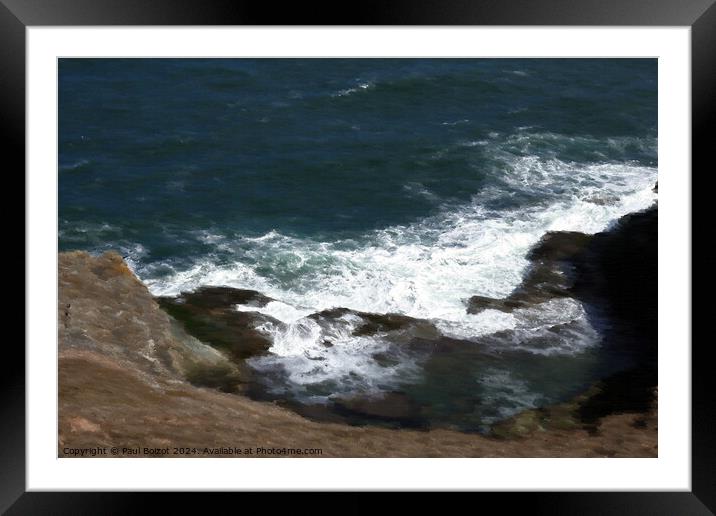 Waves down below, Filey Brigg 2, paint effect Framed Mounted Print by Paul Boizot