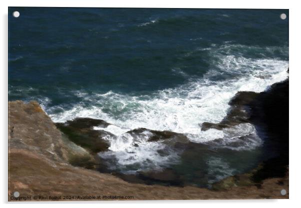 Waves down below, Filey Brigg 2, paint effect Acrylic by Paul Boizot