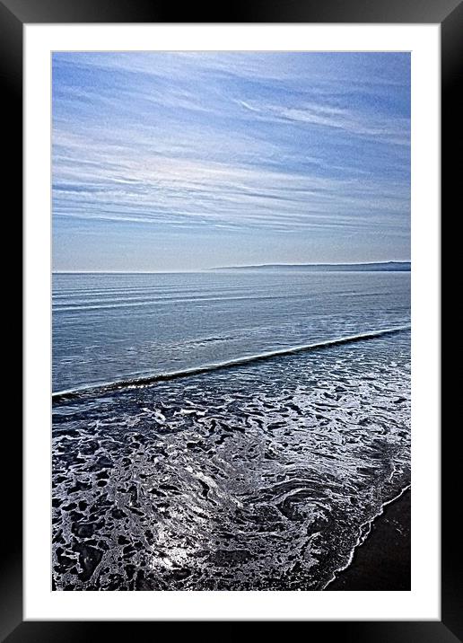 Filey beach sea view 2, paint effect Framed Mounted Print by Paul Boizot