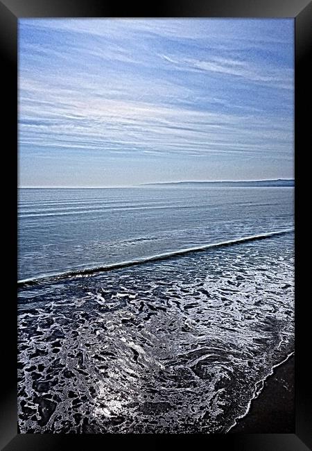 Filey beach sea view 2, paint effect Framed Print by Paul Boizot