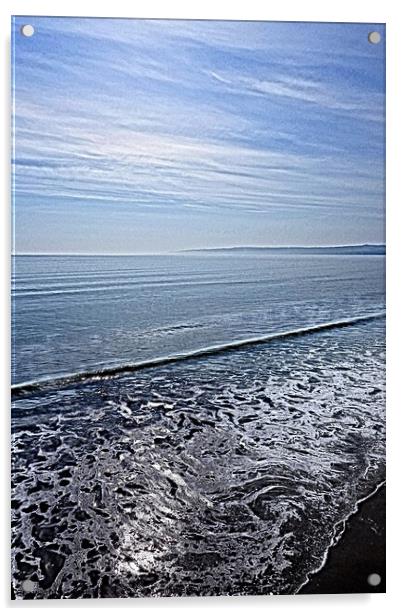 Filey beach sea view 2, paint effect Acrylic by Paul Boizot