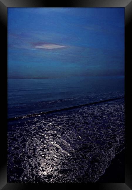 Filey beach sea view 2, dark edit Framed Print by Paul Boizot