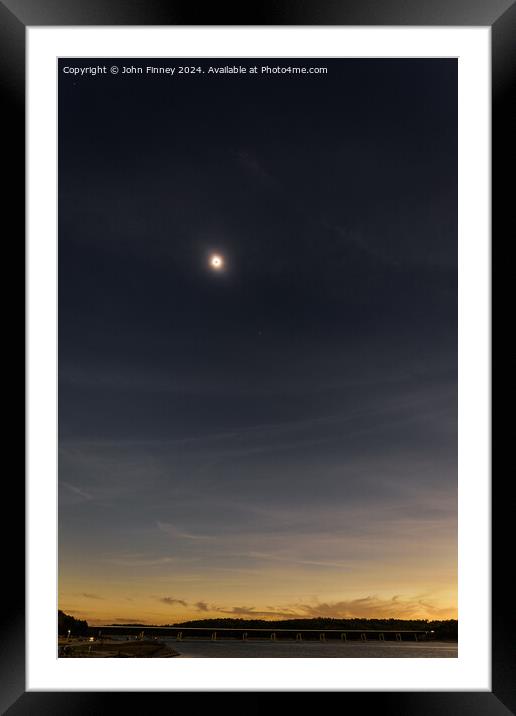 Totality above the landscape Framed Mounted Print by John Finney