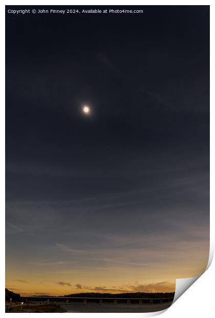 Totality above the landscape Print by John Finney