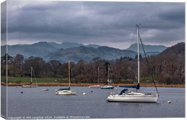 North Shore of Lake Windermere near Ambleside Cumbria  Canvas Print by Phil Longfoot
