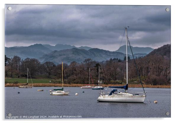 North Shore of Lake Windermere near Ambleside Cumbria  Acrylic by Phil Longfoot