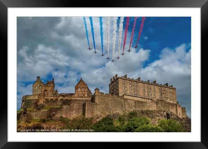 Edinburgh Castle and the Red Arrows Framed Mounted Print by Ian Barnes