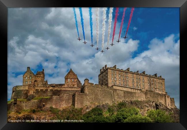 Edinburgh Castle and the Red Arrows Framed Print by Ian Barnes