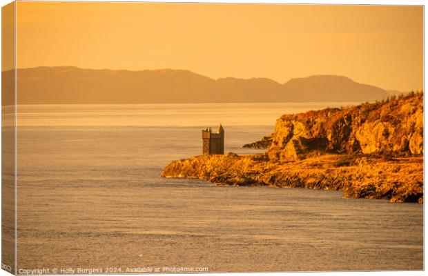 Sailing by Glengorm Castle Isle of Mull at sunrise  Canvas Print by Holly Burgess
