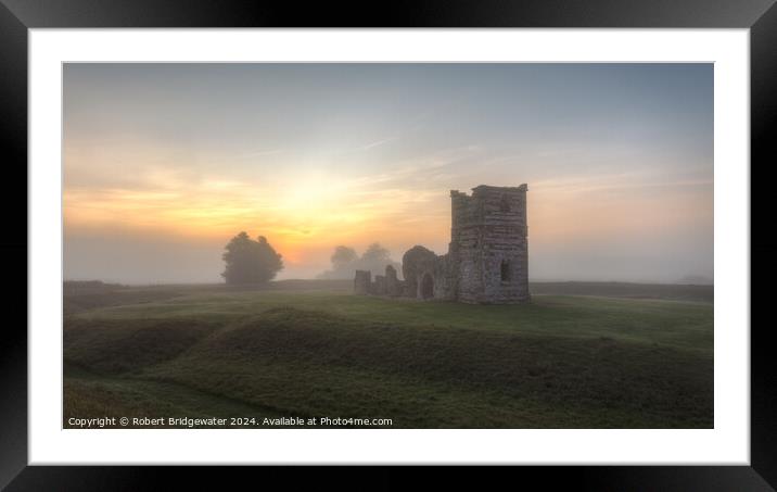 Misty sunrise at Knowlton Church Framed Mounted Print by Robert Bridgewater