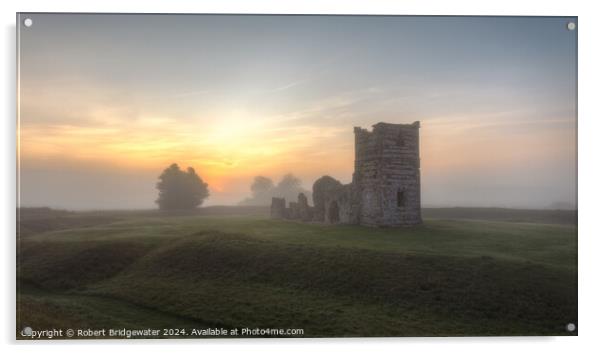 Misty sunrise at Knowlton Church Acrylic by Robert Bridgewater