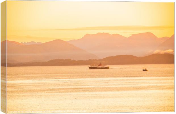 sailing by the isla of Mull at sunrise  Canvas Print by Holly Burgess