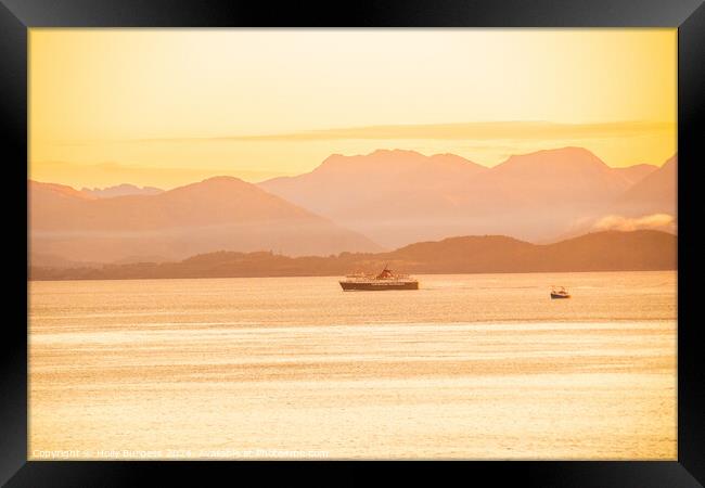 sailing by the isla of Mull at sunrise  Framed Print by Holly Burgess