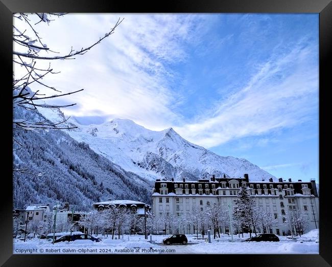 Snowy view of Mont Blanc Framed Print by Robert Galvin-Oliphant