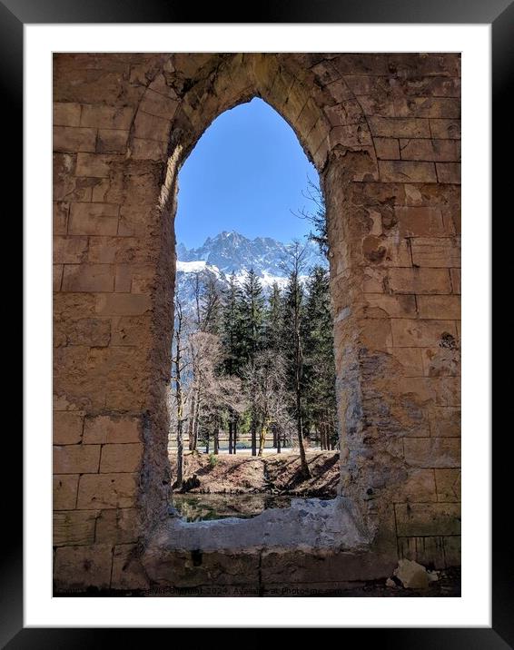 Archway view of Alps Framed Mounted Print by Robert Galvin-Oliphant
