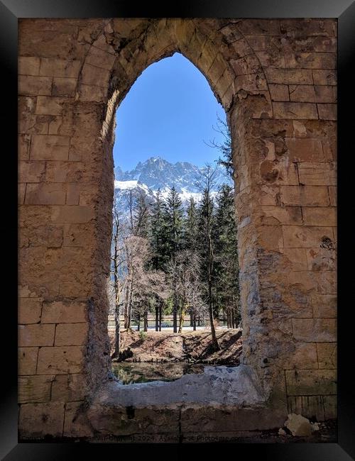 Archway view of Alps Framed Print by Robert Galvin-Oliphant