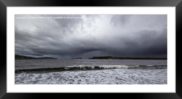Majestic storm brewing over Staffin Bay Framed Mounted Print by Derek Daniel