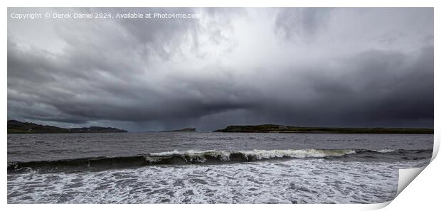 Majestic storm brewing over Staffin Bay Print by Derek Daniel