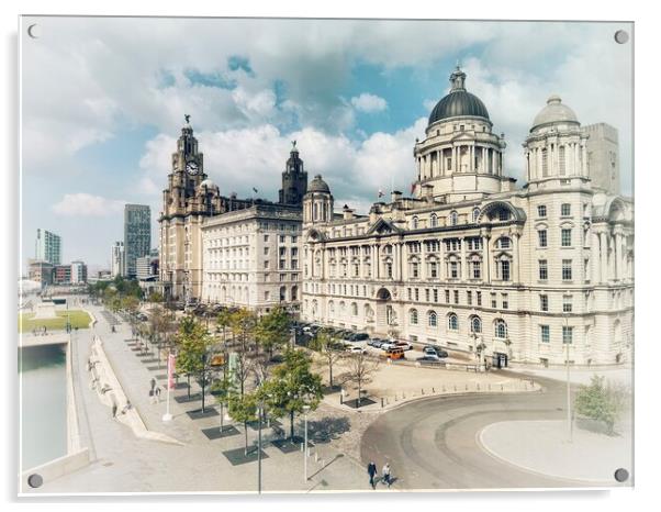 The Three Graces Liverpool Acrylic by Sheila Ramsey