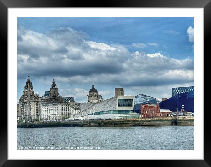 Liverpool skyline from the River Mersey Framed Mounted Print by Sheila Ramsey