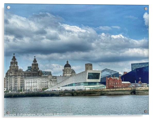 Liverpool skyline from the River Mersey Acrylic by Sheila Ramsey