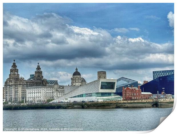Liverpool skyline from the River Mersey Print by Sheila Ramsey
