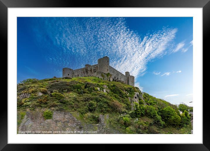 Views of Harlech Castle on the North wales coast Framed Mounted Print by Gail Johnson
