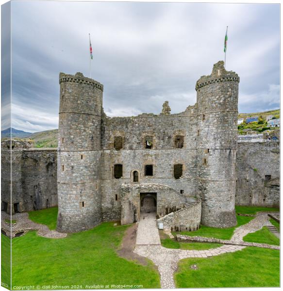 Views of Harlech Castle on the North wales coast Canvas Print by Gail Johnson
