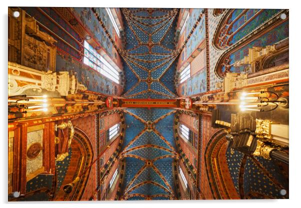 St Mary Basilica Interior in Krakow Acrylic by Artur Bogacki