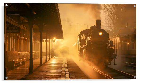Restored Steam Engine Sunrise Splendour  Acrylic by T2 