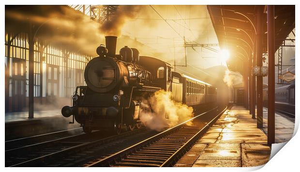 Restored Steam Engine Sunrise Splendour  Print by T2 