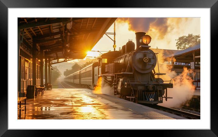 Restored Steam Engine Sunrise Splendour  Framed Mounted Print by T2 