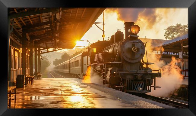 Restored Steam Engine Sunrise Splendour  Framed Print by T2 