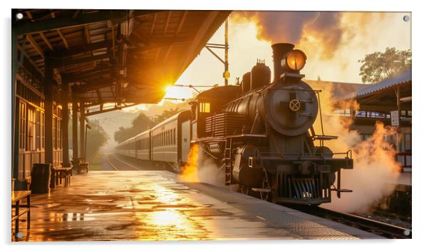 Restored Steam Engine Sunrise Splendour  Acrylic by T2 