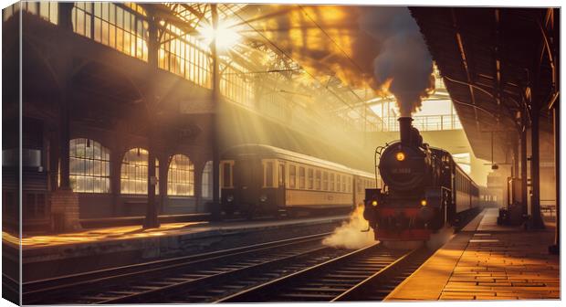 Restored Steam Engine Sunrise Splendour  Canvas Print by T2 