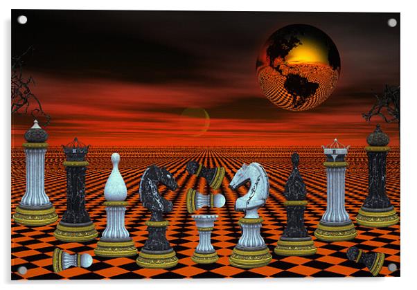 Chess Acrylic by Elaine Manley