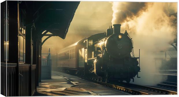 Restored Steam Engine Sunrise Splendour  Canvas Print by T2 