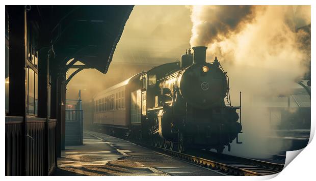 Restored Steam Engine Sunrise Splendour  Print by T2 