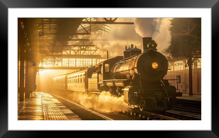 Restored Steam Engine Sunrise Splendour  Framed Mounted Print by T2 