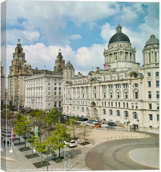 The Liverpool Three Graces Canvas Print by Sheila Ramsey