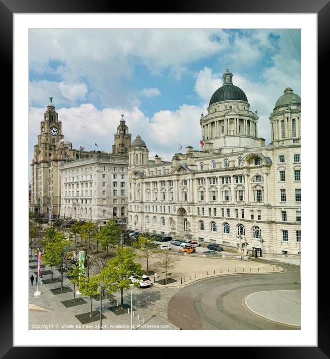 The Liverpool Three Graces Framed Mounted Print by Sheila Ramsey