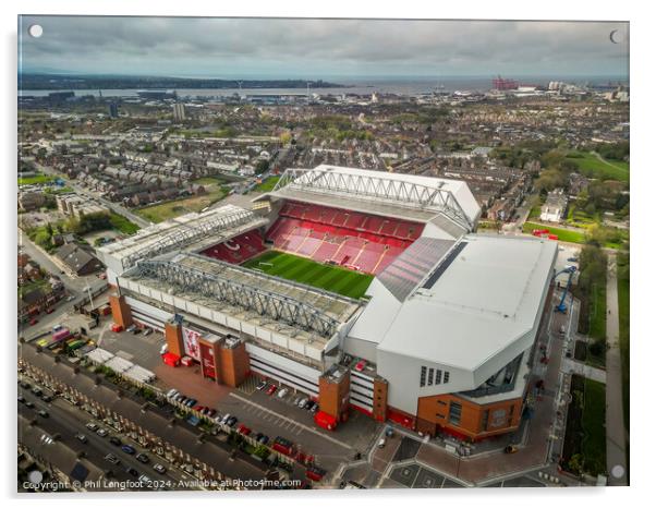 Anfield Stadium Liverpool Football Club from the air Acrylic by Phil Longfoot