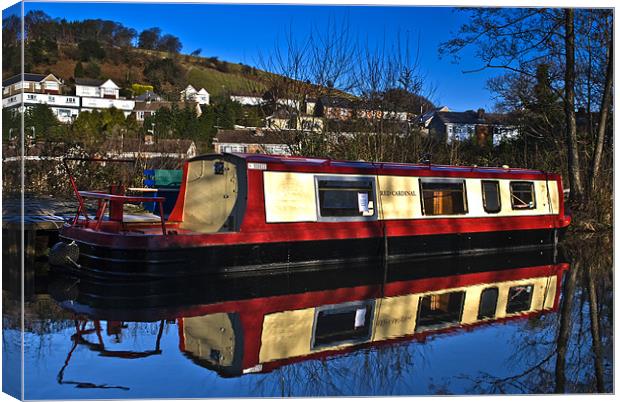 Canal Narrowboat Canvas Print by Steve Purnell