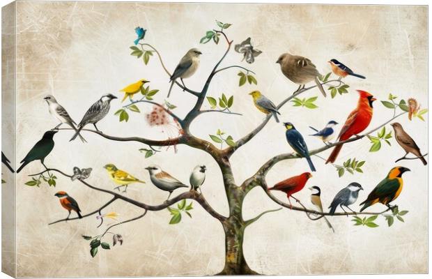A branching tree diagram depicting the evolution of different bi Canvas Print by Michael Piepgras
