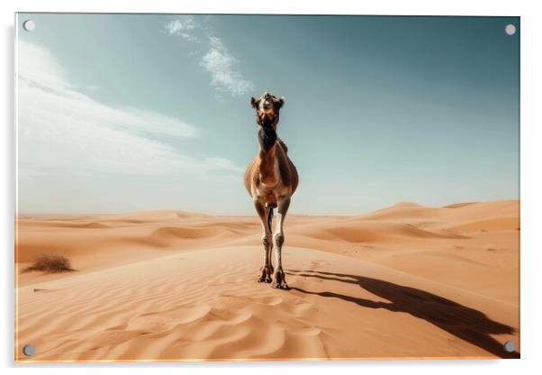 A camel walking in a desert. Acrylic by Michael Piepgras