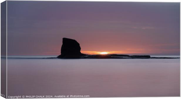 Saltwick bay sunrise Whitby 1084 Canvas Print by PHILIP CHALK