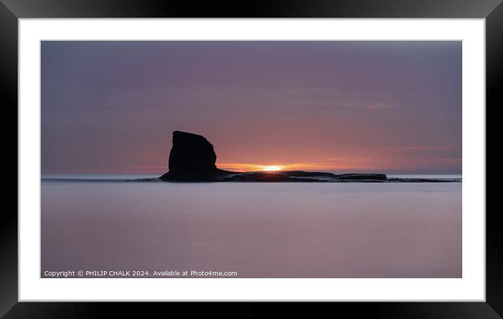 Saltwick bay sunrise Whitby 1084 Framed Mounted Print by PHILIP CHALK