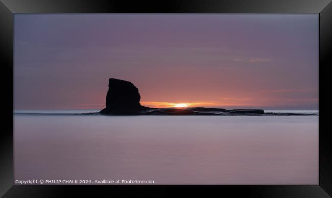 Saltwick bay sunrise Whitby 1084 Framed Print by PHILIP CHALK