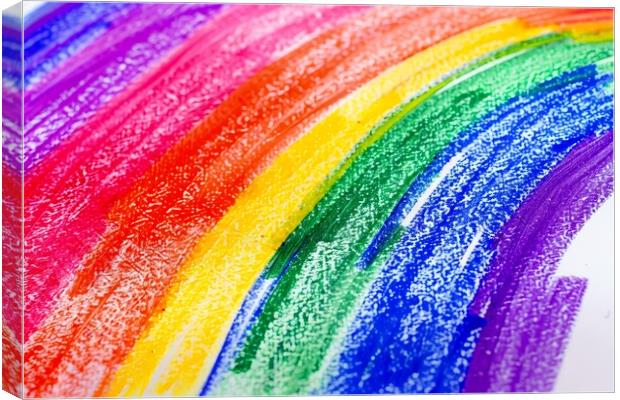 A childs crayon painting of a rainbow. Canvas Print by Michael Piepgras
