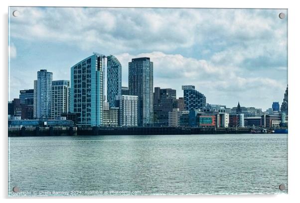 Liverpool Skyline Acrylic by Sheila Ramsey